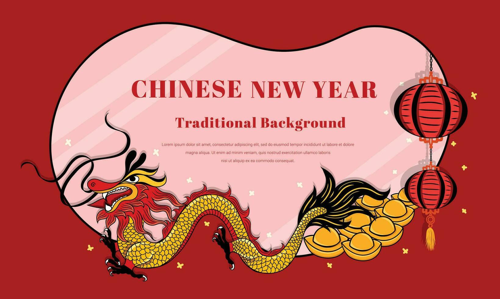year of the Dragon banner design, Chinese lunar new year elements Chinese New Year festive design vector