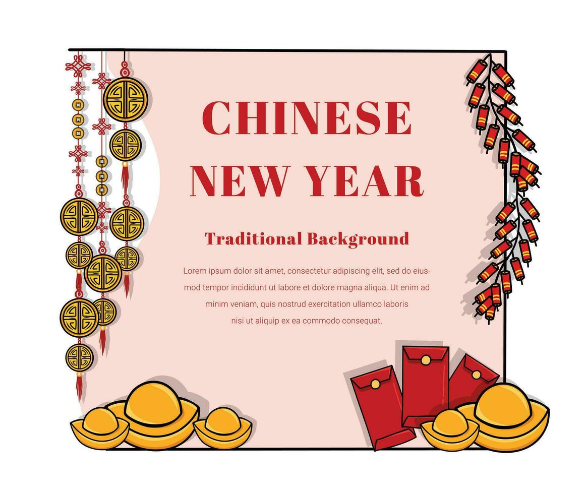 Frame for Chinese New Year, abstract oriental wallpaper, red window inspiration vector