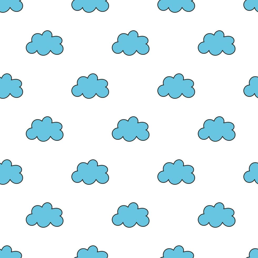 Seamless pattern with clouds. Simple cloudscape background. Vector flat illustration.