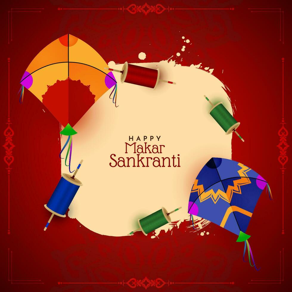 Beautiful Happy Makar Sankranti Indian festival greeting background design vector