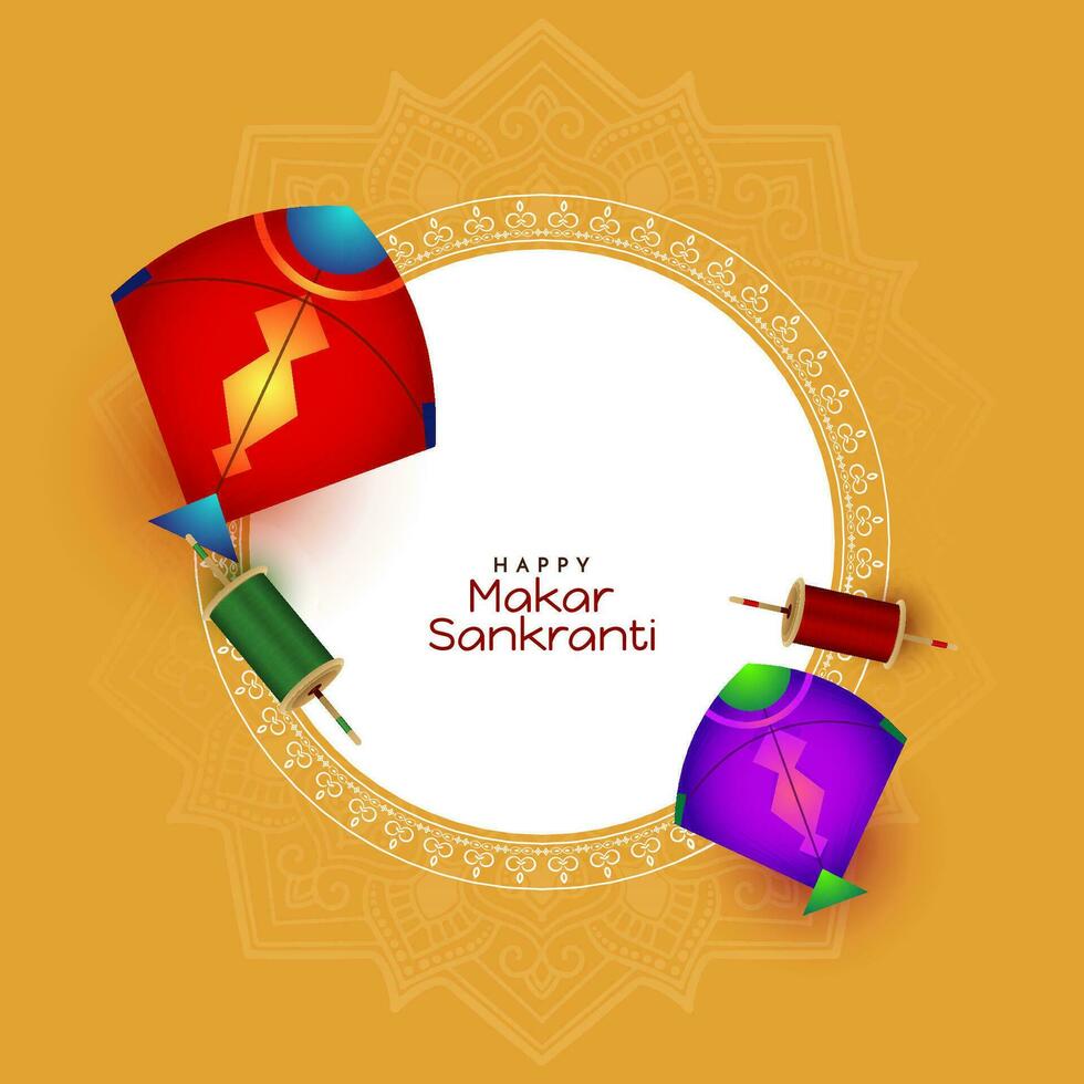 contento makar sankranti tradicional indio festival saludo tarjeta vector