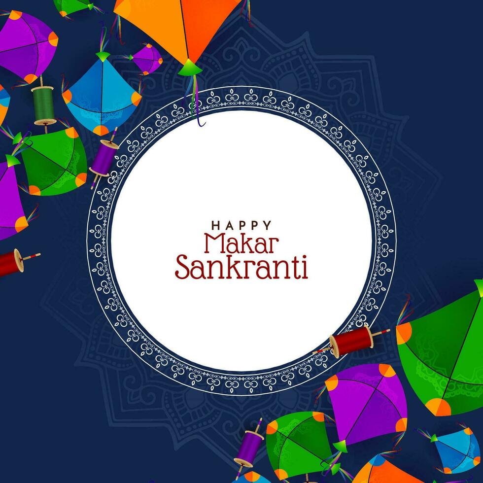 contento makar sankranti indio festival celebracion tarjeta diseño vector