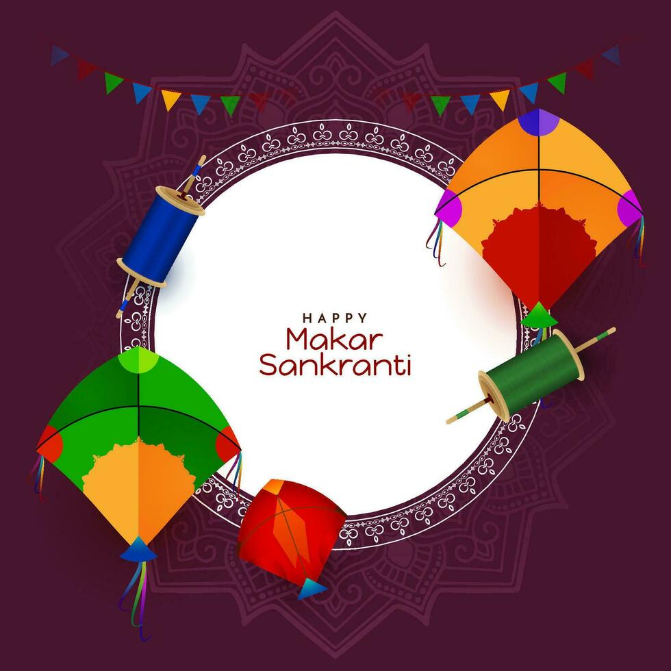 Beautiful Happy Makar Sankranti Indian festival greeting background design vector