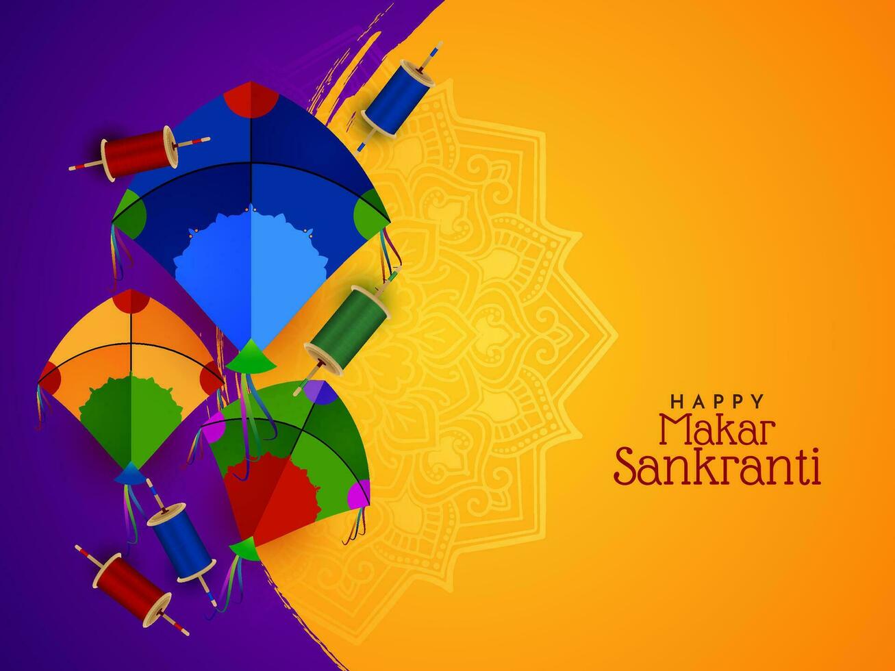 Happy Makar Sankranti traditional Indian festival greeting card vector