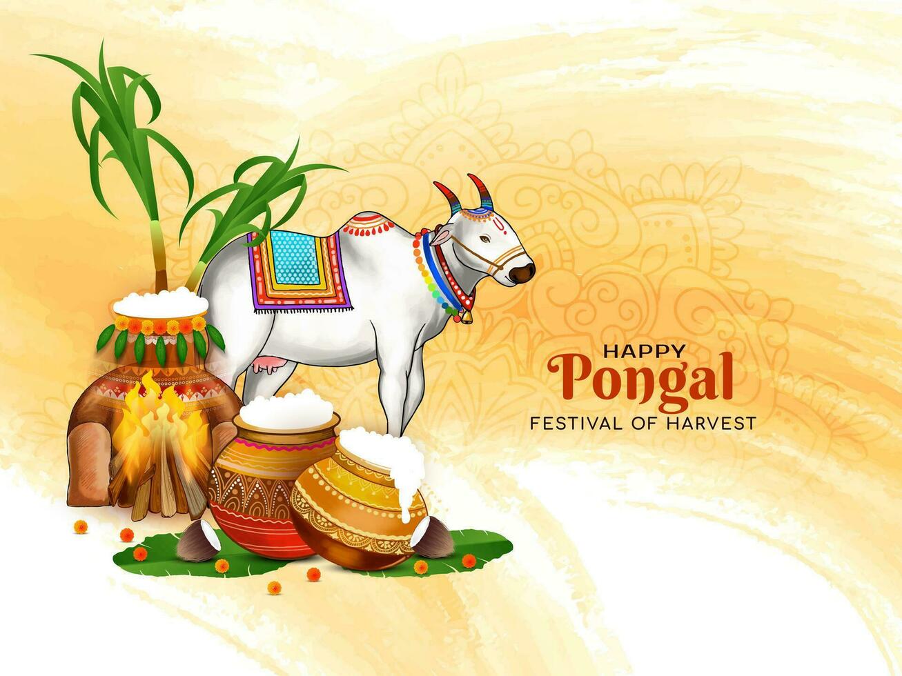 Happy Pongal Indian religious festival celebration background design vector