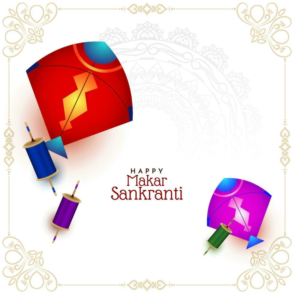 Happy Makar Sankranti Indian festival celebration card design vector