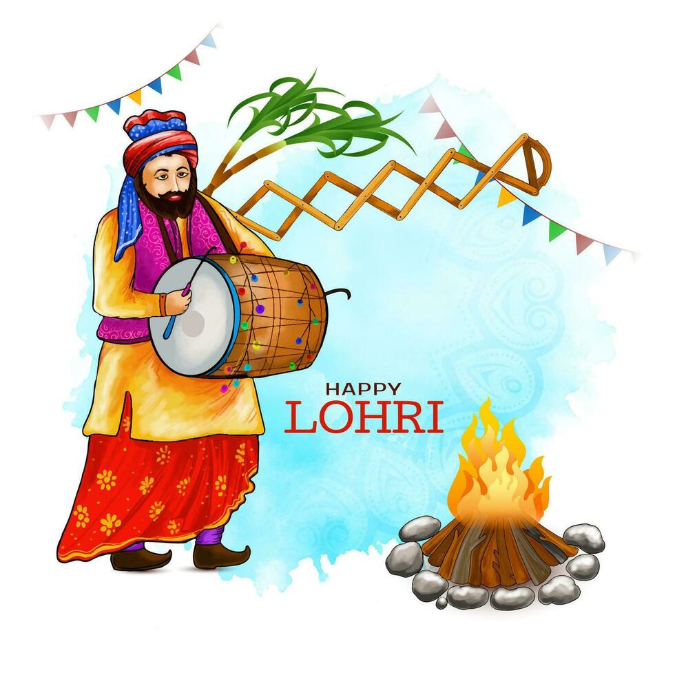 Happy Lohri Indian harvest festival celebration background design vector