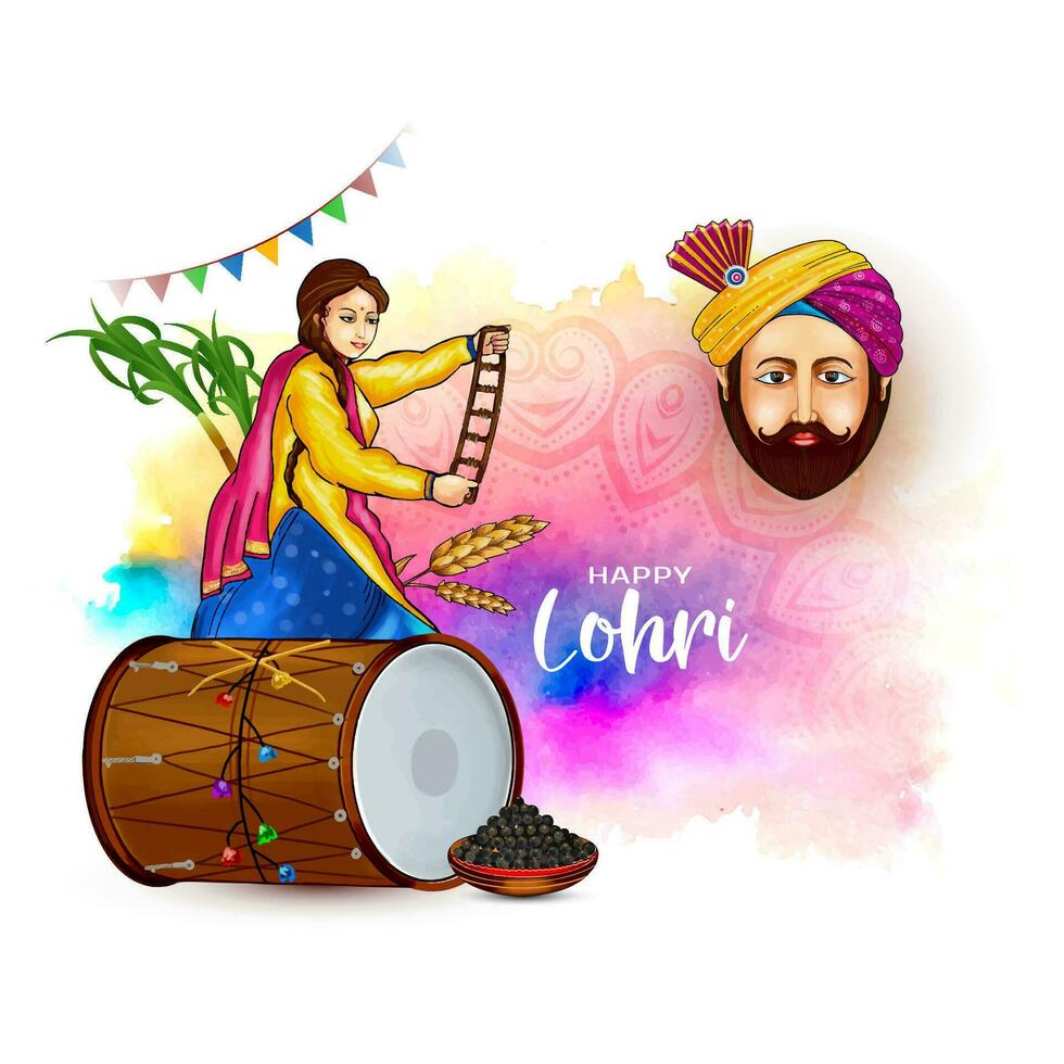 Elegant Happy Lohri traditional Indian festival background design vector