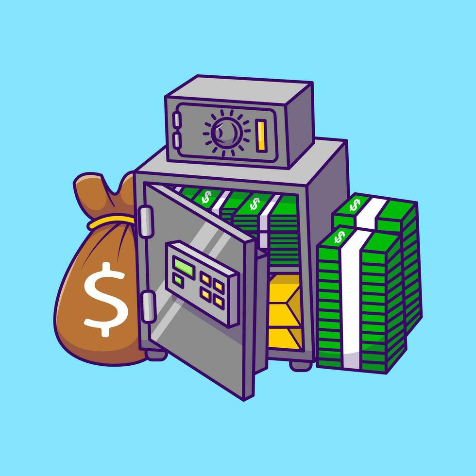 Safe Deposit Box Cartoon Vector Icons Illustration. Flat Cartoon Concept. Suitable for any creative project.
