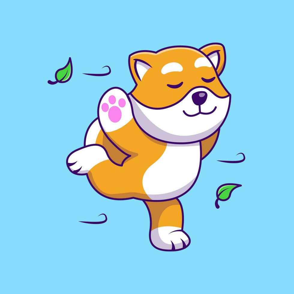 Cute Shiba Inu Doing Yoga Pose Cartoon Vector Icons Illustration. Flat Cartoon Concept. Suitable for any creative project.