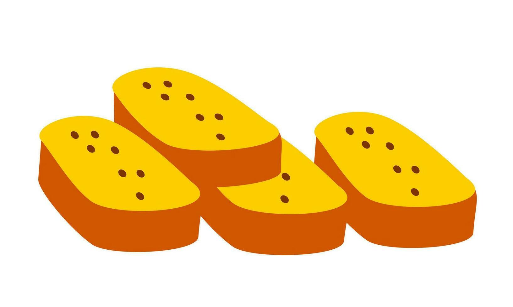 four sliced cheese flavored bread vector