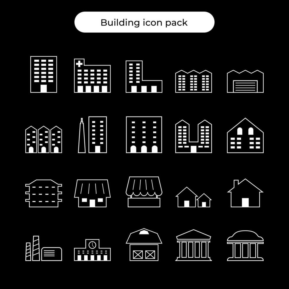 Buildings icon pack collection vector