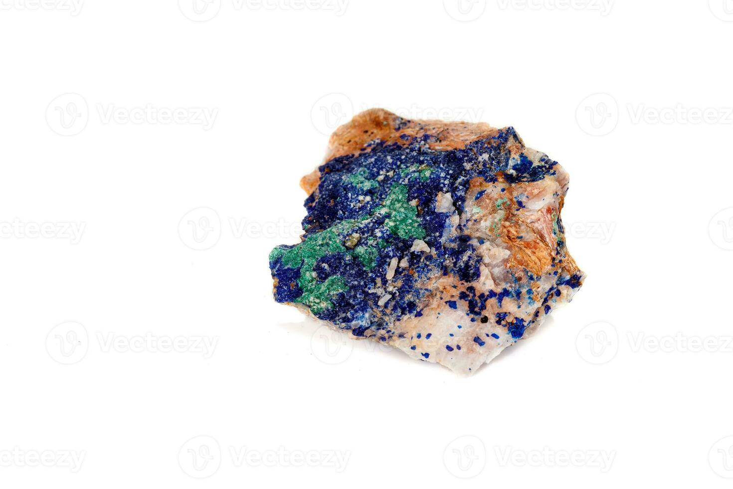 Macro mineral stone Malachite and Azurite against white background photo