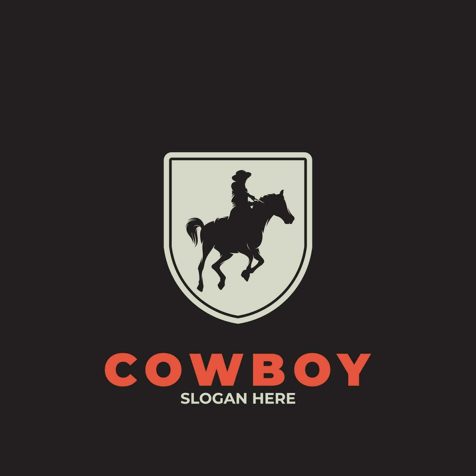 logo de un vaquero montando un caballo vector