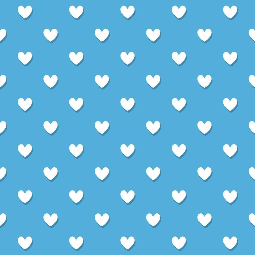 Blue White Heart Romantic Seamless Pattern Vector Background