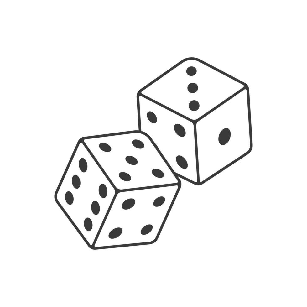 Two Rolling Dice Black And White Vector Illustration