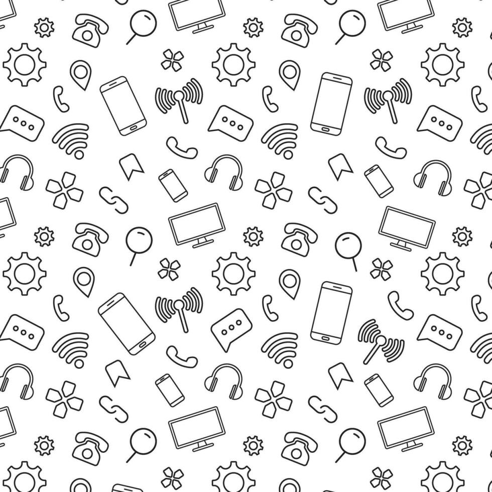 Technology Symbols Repeat Pattern Background Vector Illustration