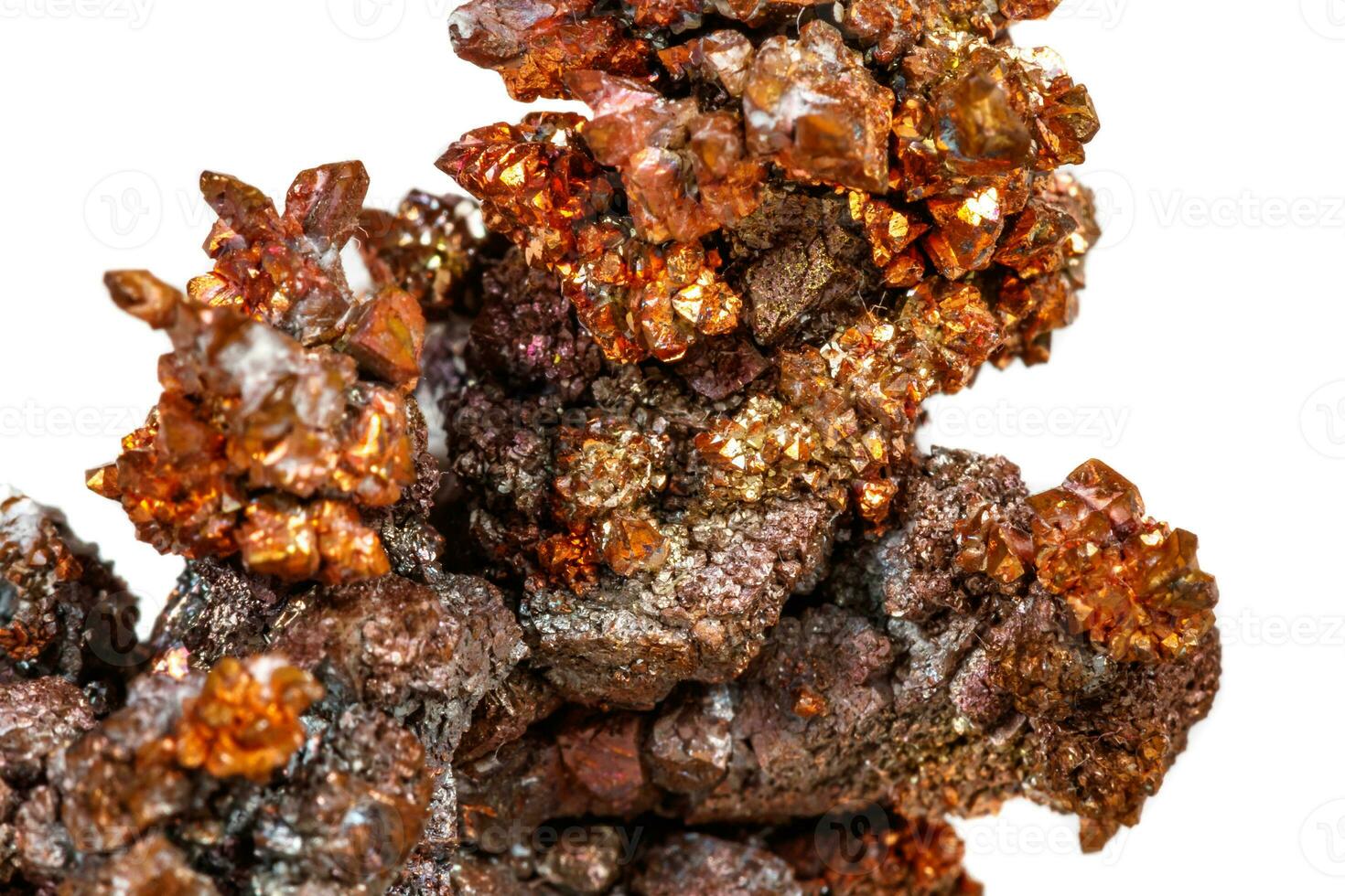 Macro mineral stone Copper on white background photo