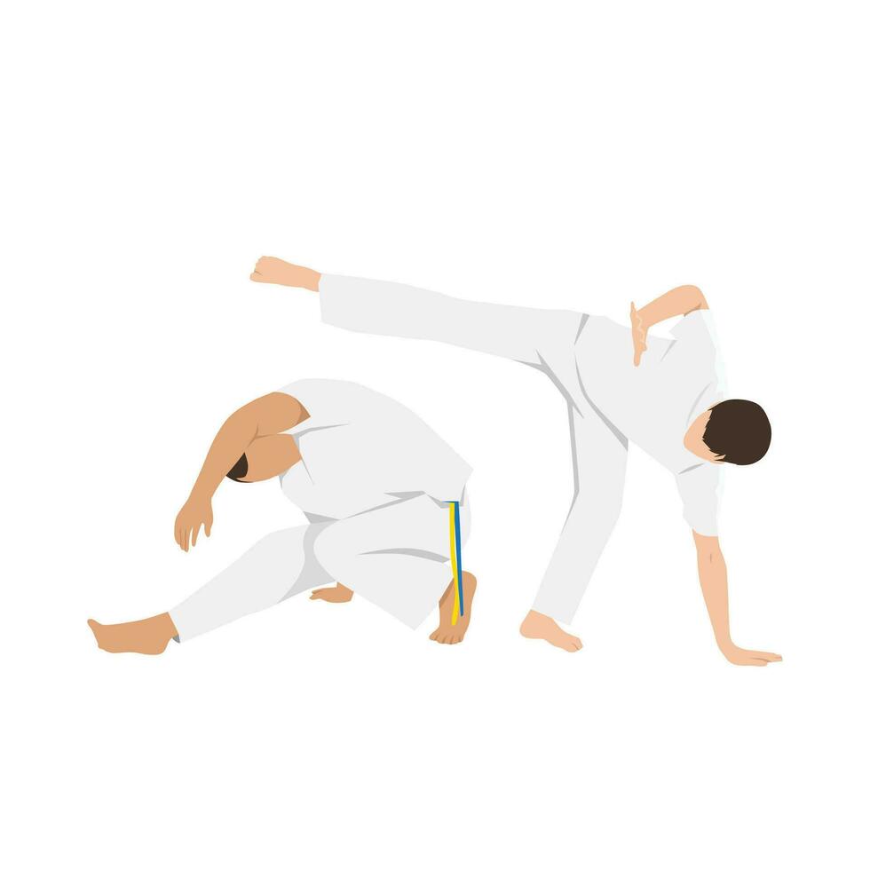 People fighting in Capoeira. Brazilian martial arts. Combat sport. vector