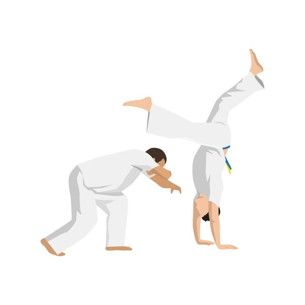 personas luchando en capoeira. brasileño marcial letras. combate deporte. vector