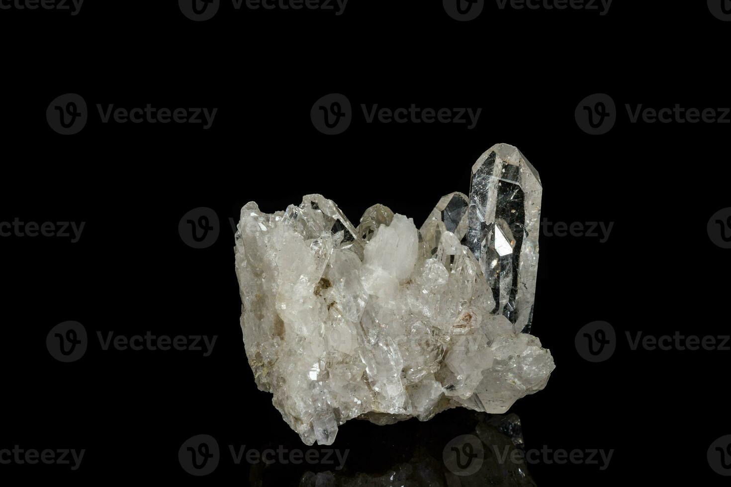 Macro mineral stone rhinestone, rock crystal on a black background photo