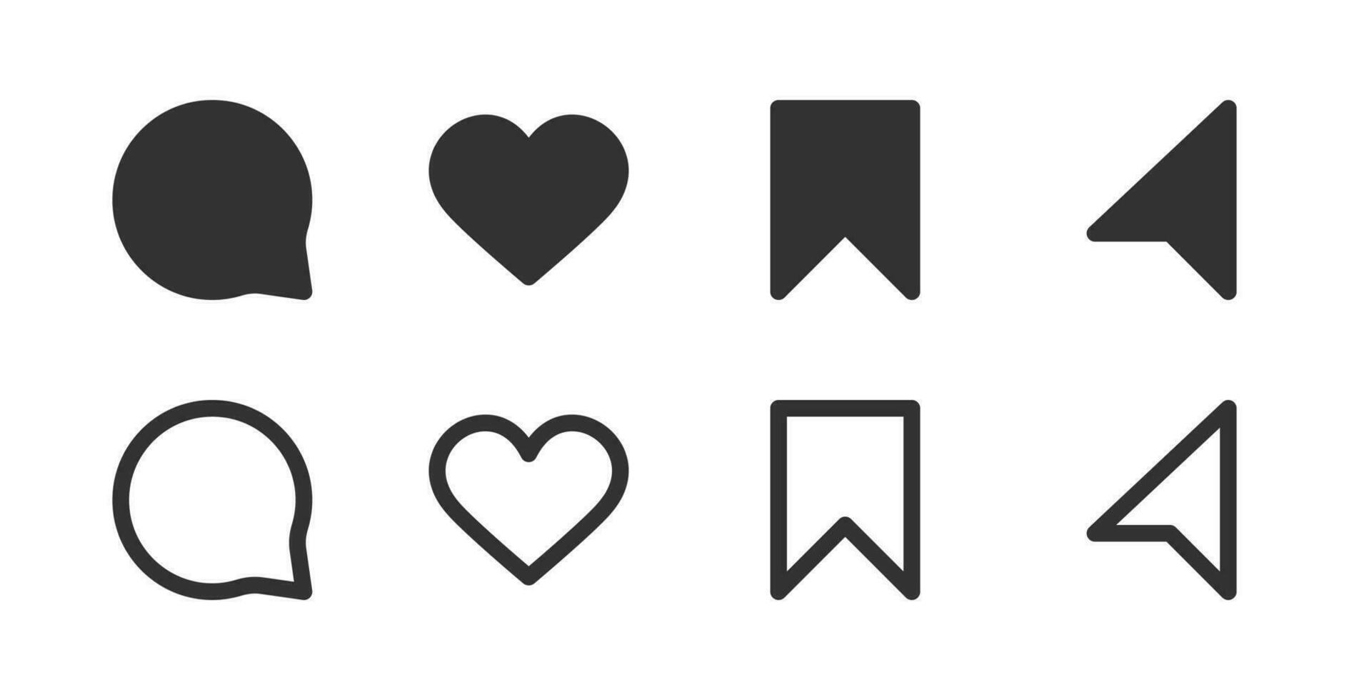 Essential Engagement Icons - Like, Comment, Share and Save vector