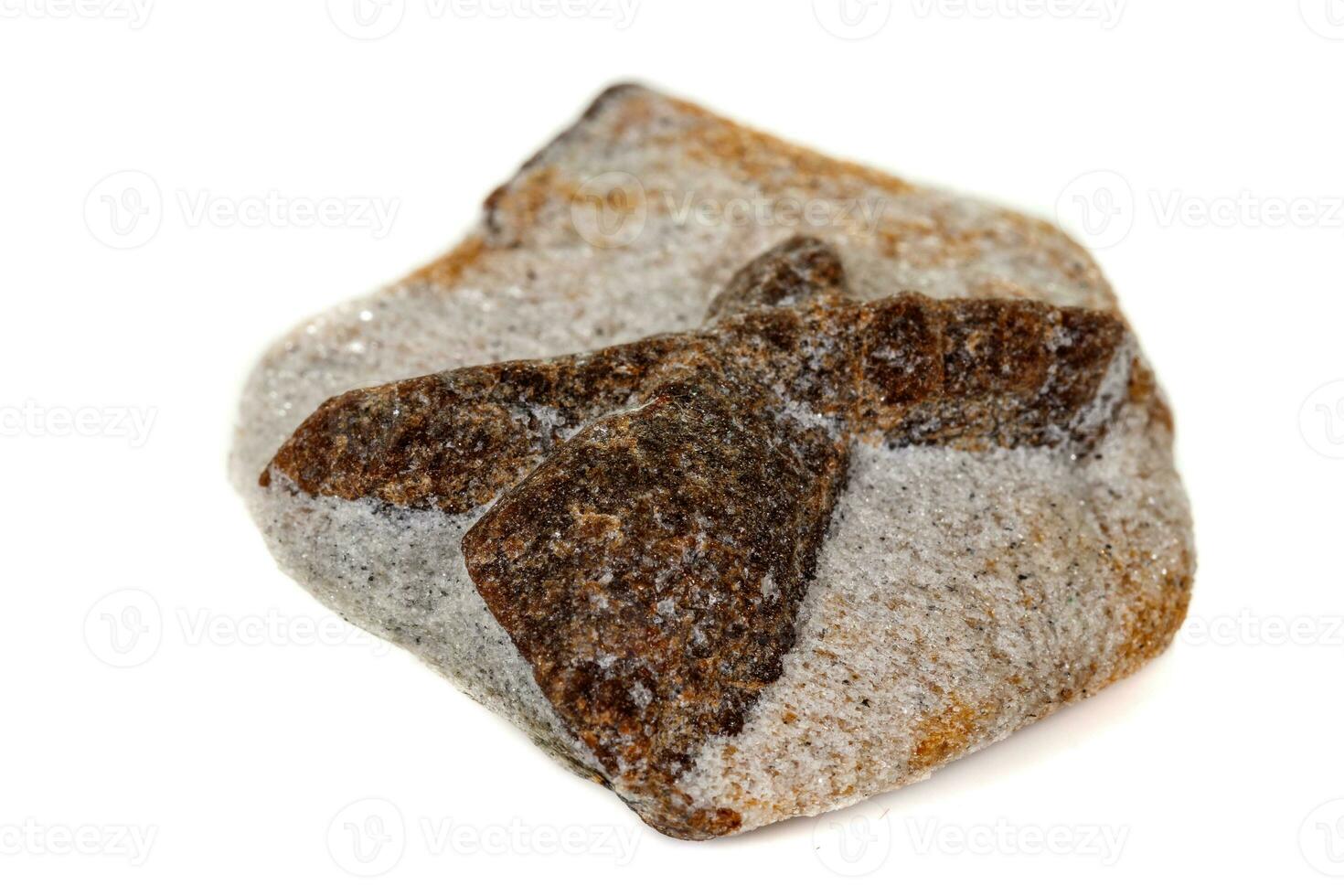 macro mineral stone Staurolite on a white background photo