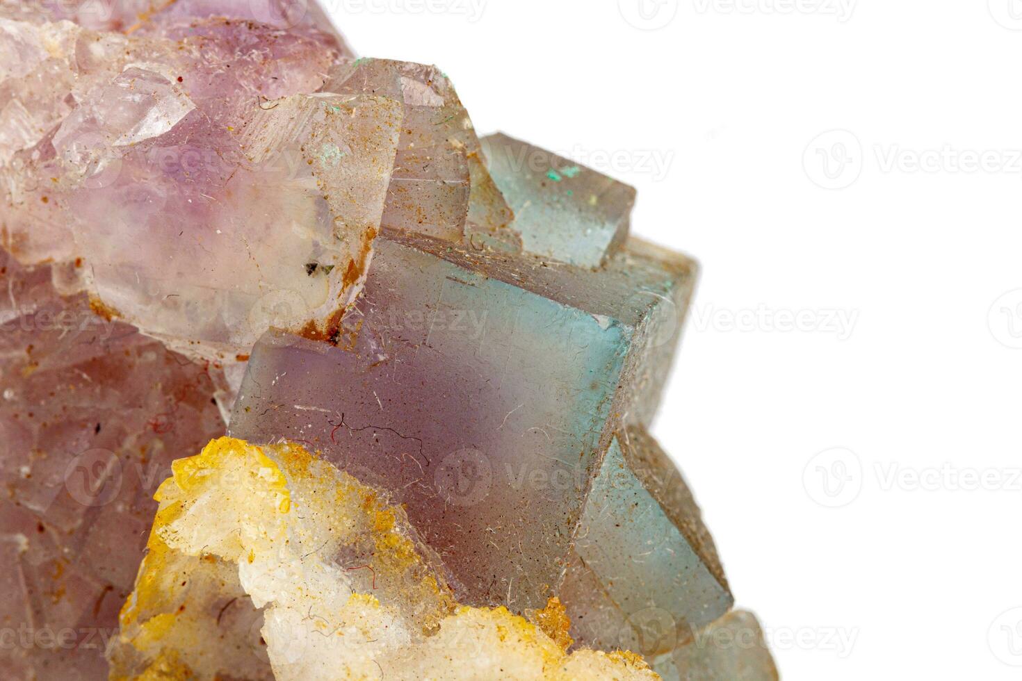 macro stone mineral fluorite baryte on a white background photo