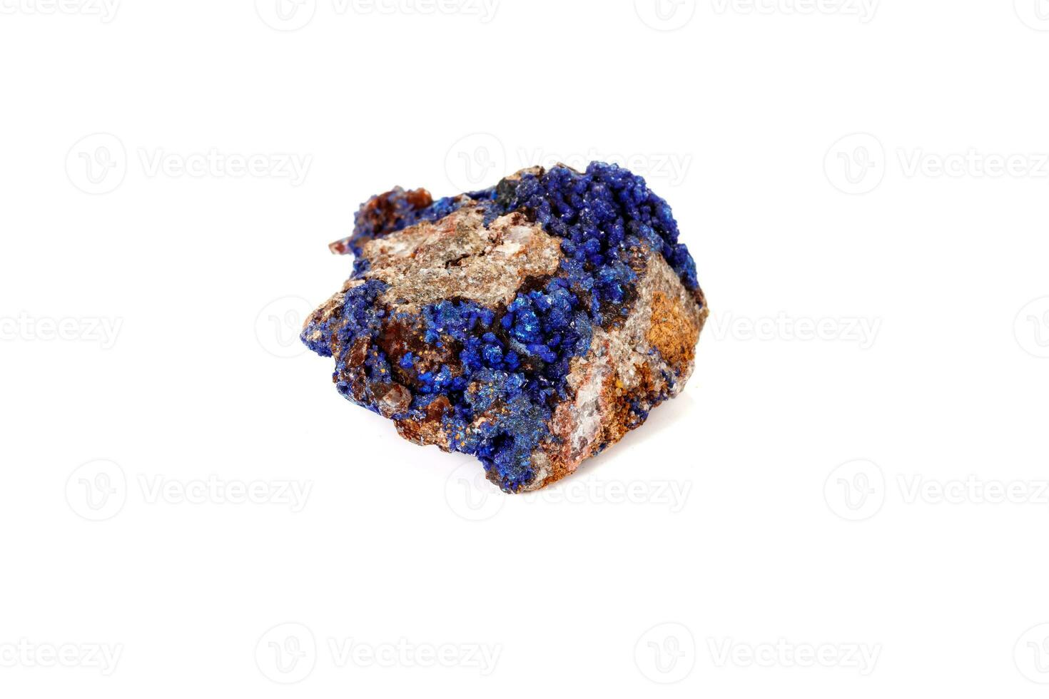 Macro mineral stone Malachite and Azurite against white background photo