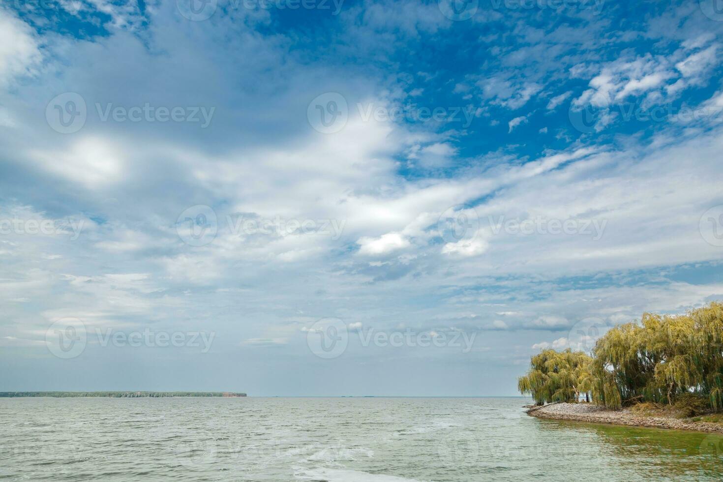 Beautiful sea view with blue sky and clouds photo