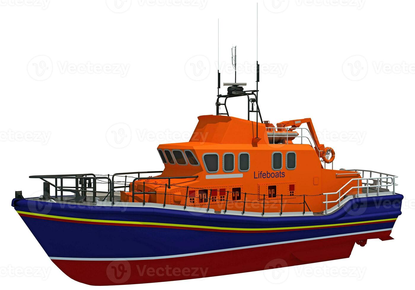 Lifeboat 3D rendering on white background photo