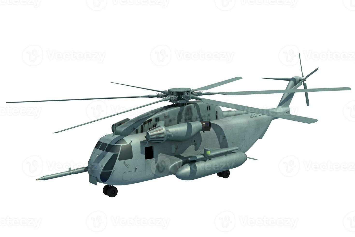 Military transport helicopter 3D rendering on white background photo