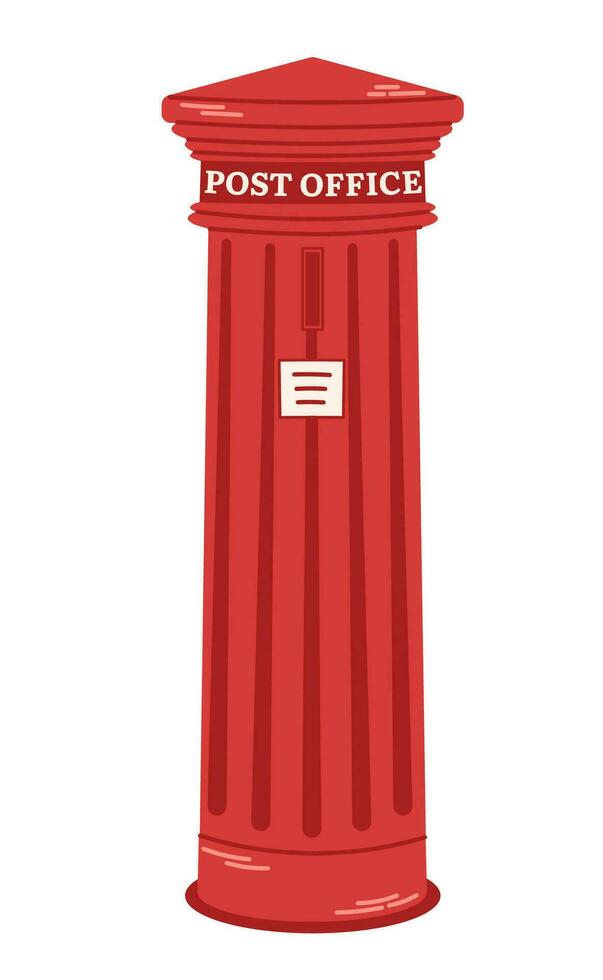 Retro post office, mailbox for paper, letters and newspapers. Delivery, message concept. Hand drawn vector illustration isolated on white background.