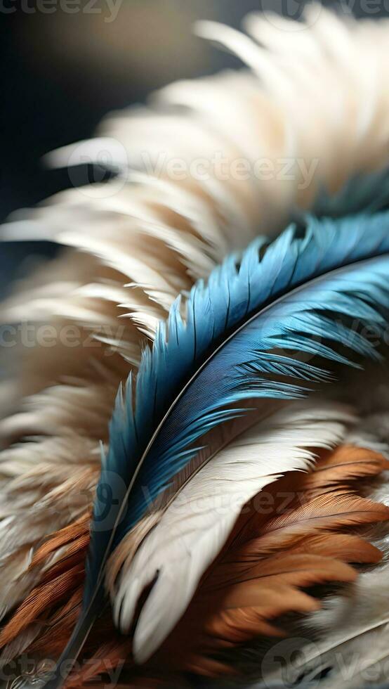 AI generated Close-up of a Feather Quill, Emphasize the fine details of a feather quill, bringing attention to its unique structure, background image, generative AI photo