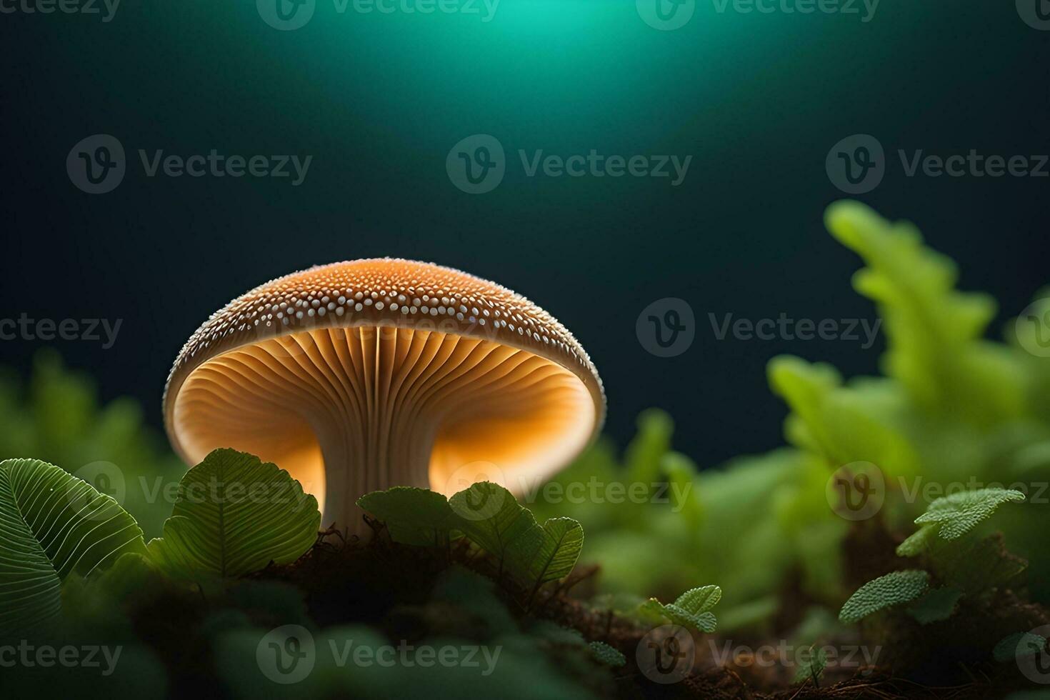 AI generated Intricate patterns and textures of the gills underneath a mushroom cap, revealing its unique structure, background image, generative AI photo