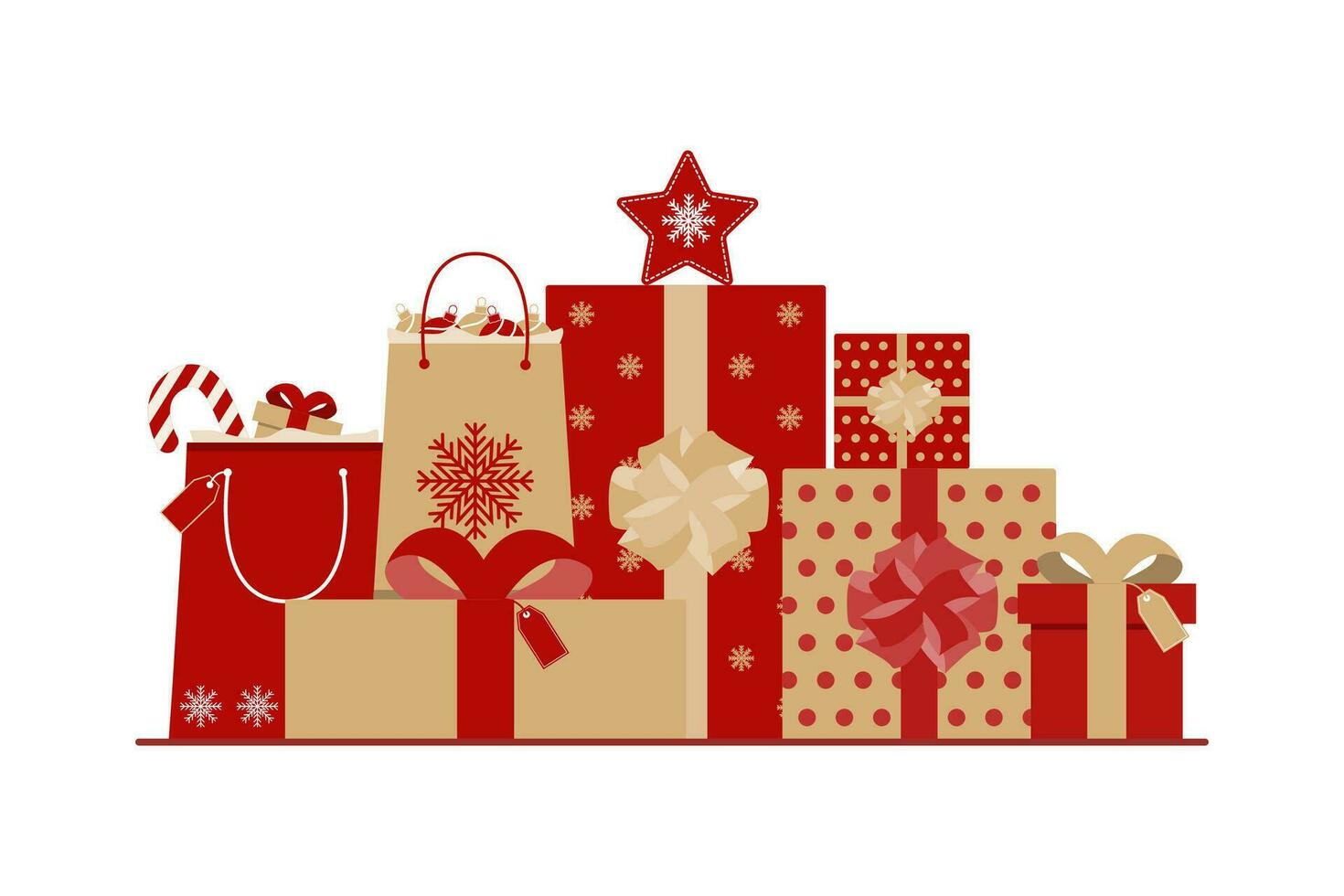 Big pile of christmas gifts vector