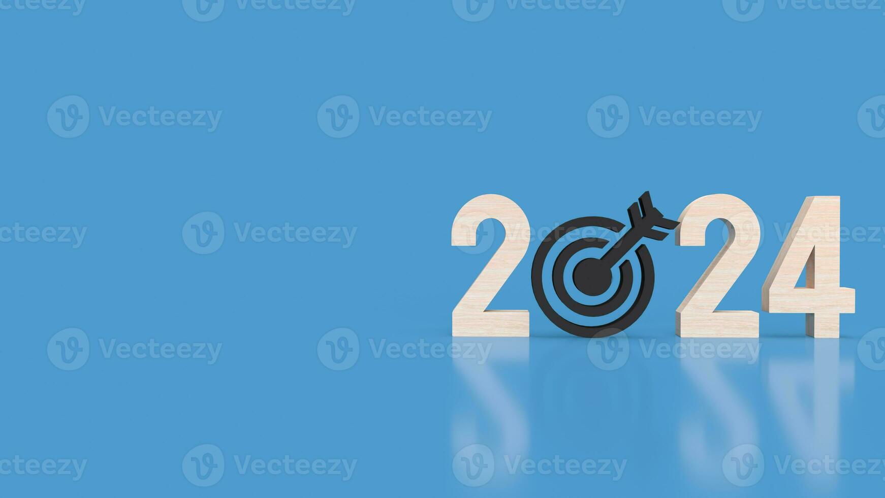 The 2024 wood text and  target icon for Business concept 3d rendering. photo