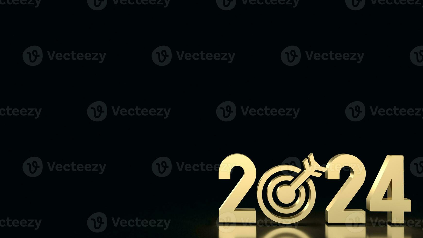 The 2024 gold text and  target icon for Business concept 3d rendering. photo