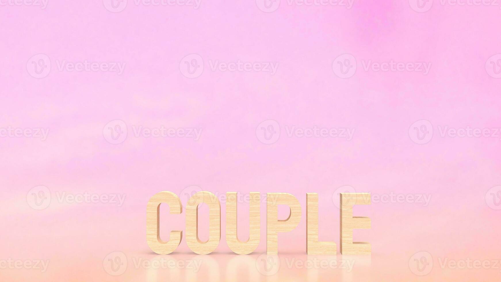 The wood couple on pink background  3d rendering photo