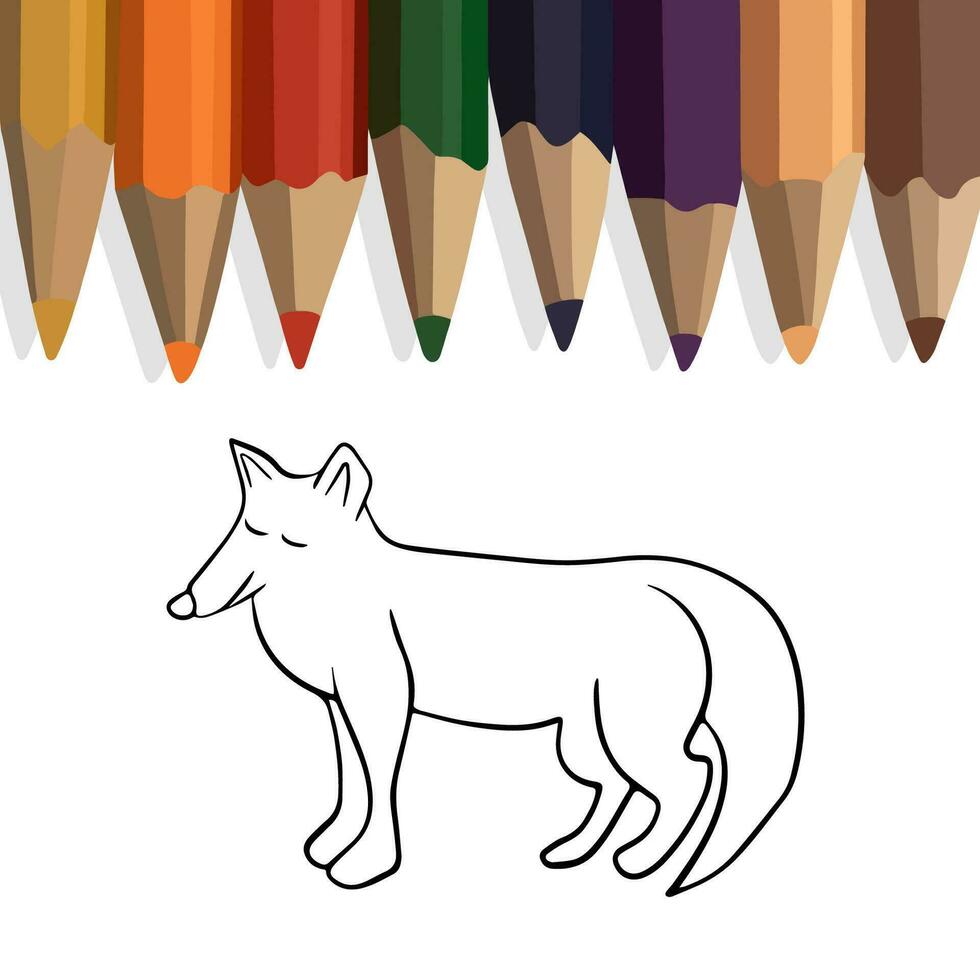 Vector isolated illustration of a fox coloring page.Simple animal coloring for kindergarten.