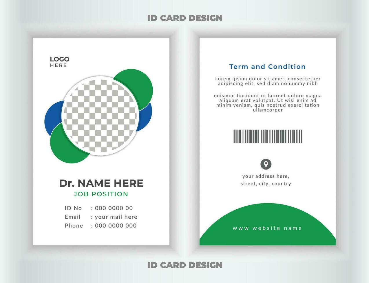 Professional healthcare abstract id card design template vector