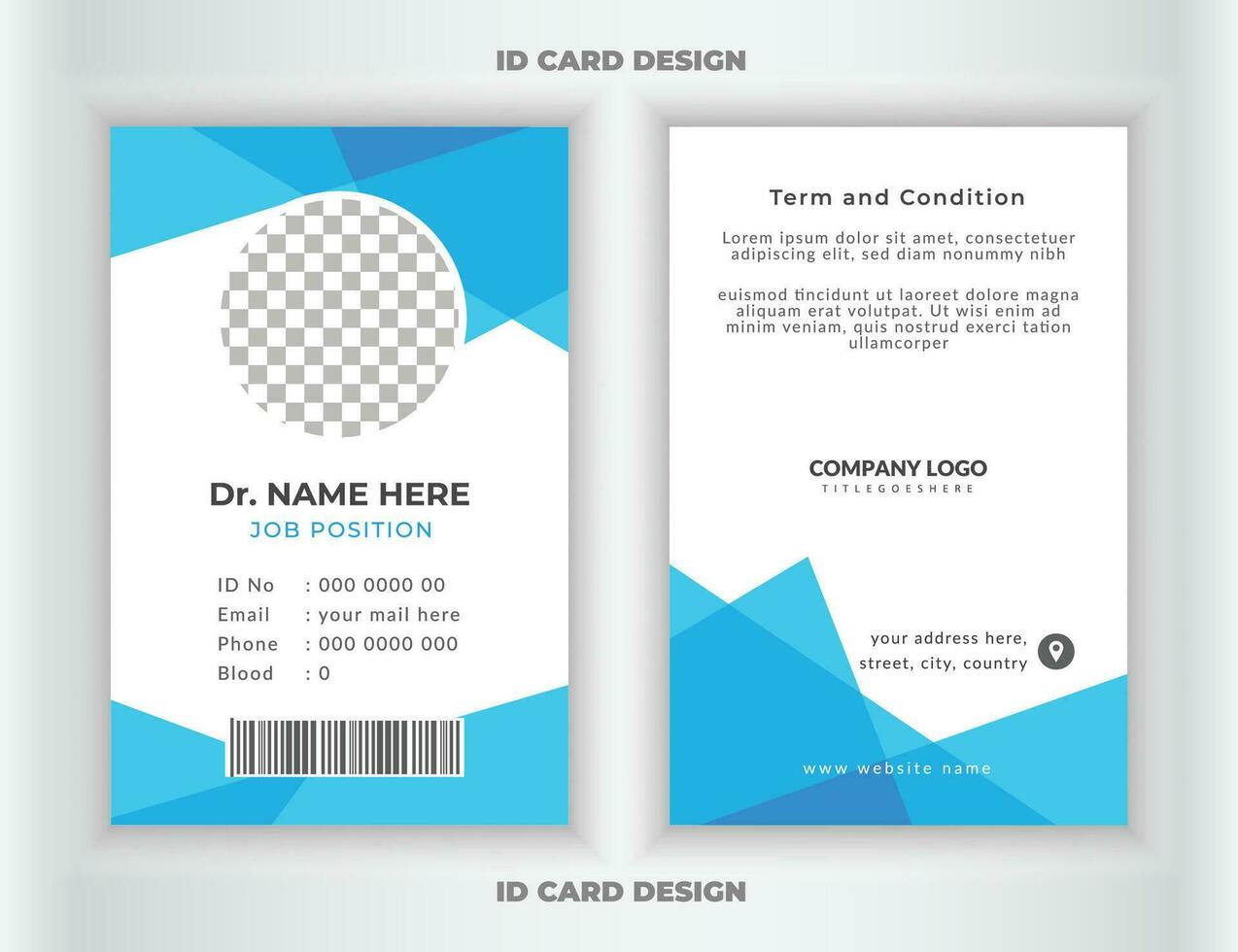 ID card design for medical identity. Medical style id card design. Doctor id card template for medical or hospital and healthcare vertical id card design. vector