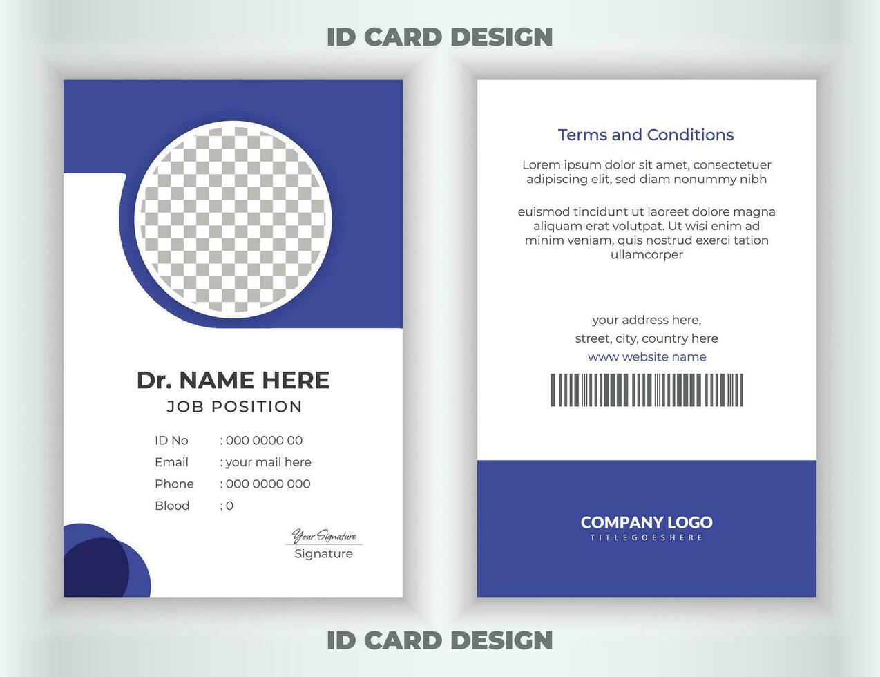 Professional Identity Card Template for Medical, Medical Nurse ID card Design, Medical Identity Badge or Corporate Identity Design. Medical hospital care ID card. vector