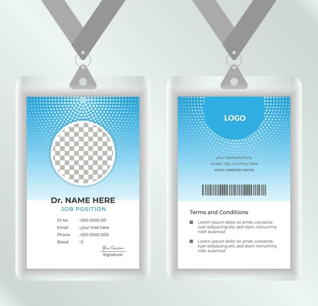 ID card design for medical identity. Medical style id card design. Doctor id card template for medical or hospital and healthcare vertical id card design. vector