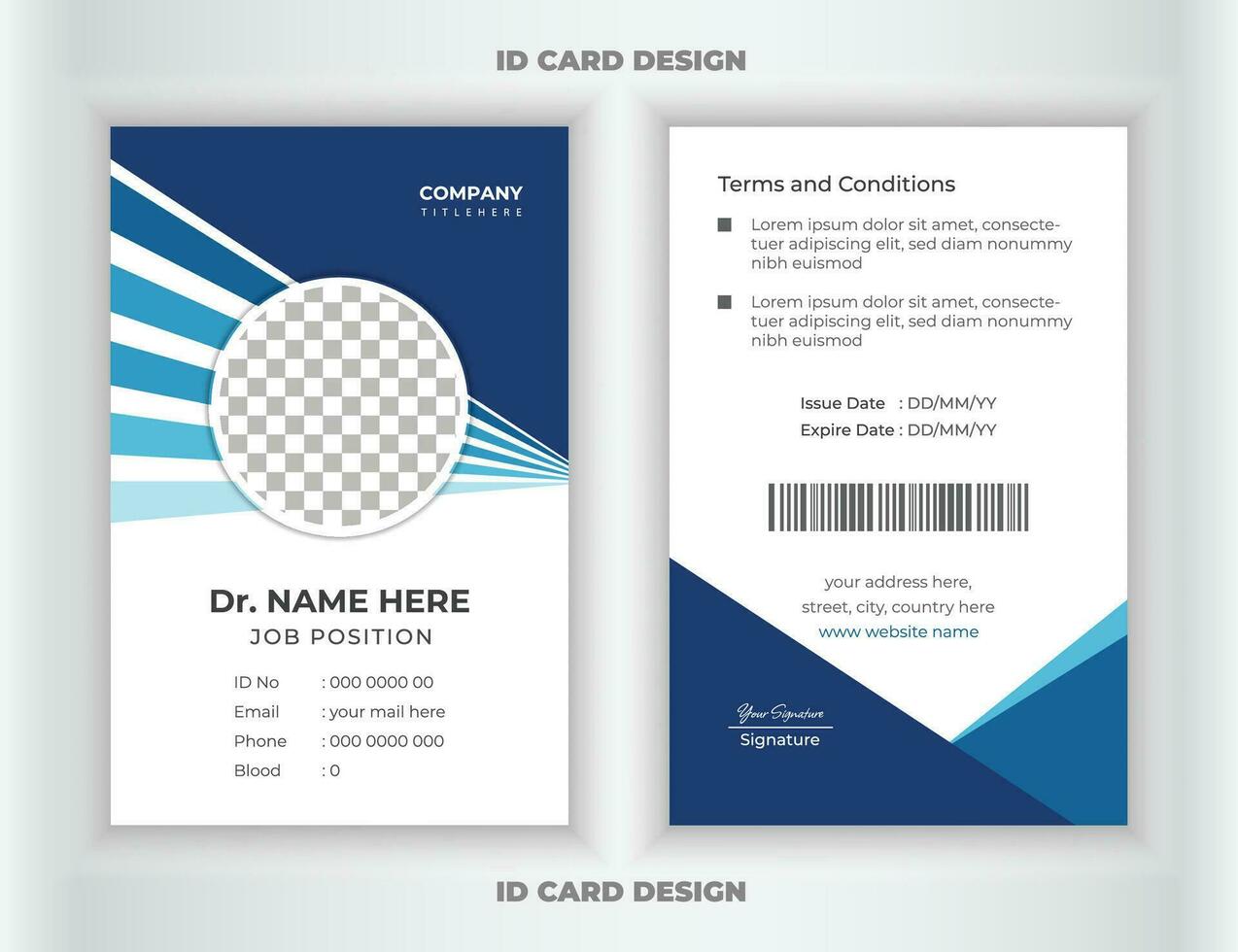 Medical healthcare identity badge template vector