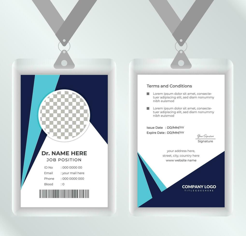 Professional Identity Card Template for Medical, Medical Nurse ID card Design, Medical hospital care ID card. Medical Identity Badge or Corporate Identity Design. Modern Doctor ID Card Template. vector