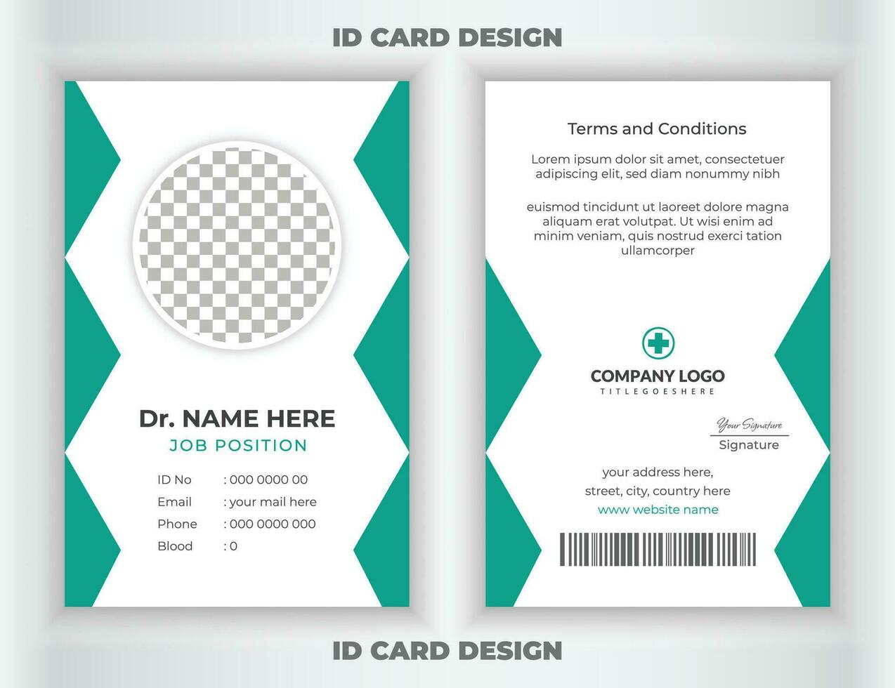 ID card design for medical identity. Medical style id card design. Doctor id card template for medical or hospital and healthcare vertical id card design. vector