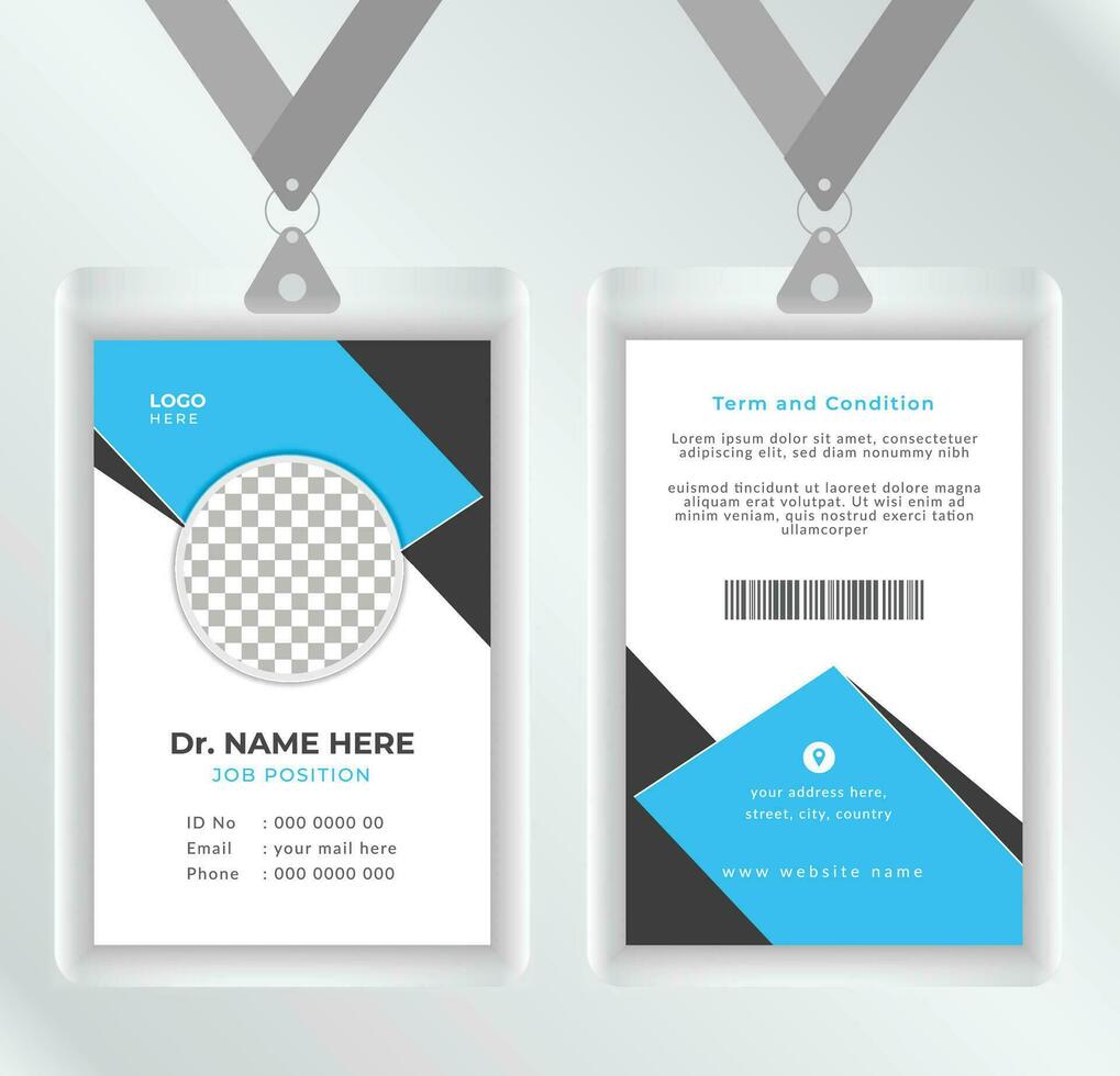 ID card design for medical identity. Medical style id card design. Doctor id card template for medical or hospital and healthcare vertical id card design. vector