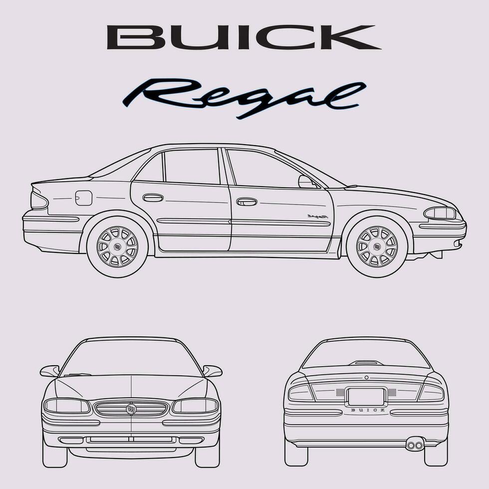 1998 Buick Regal car blueprint vector