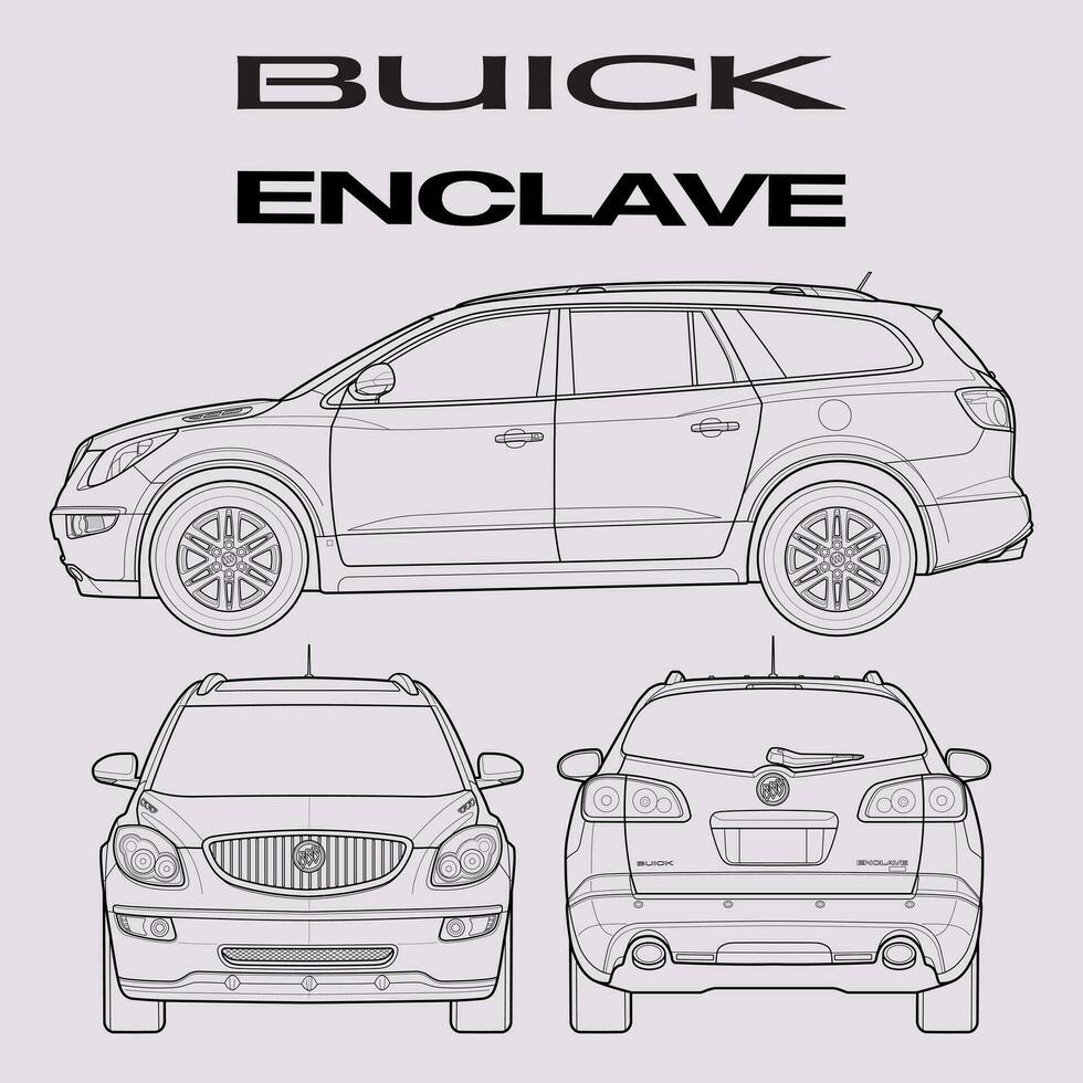 2009 Buick Enclave car blueprint vector